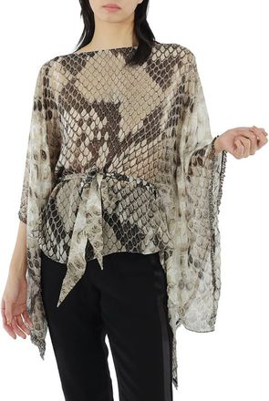 Roberto Cavalli Ladies Taupe Macro Python Print Silk Kaftan, Brand Size 40 (US Size 6)
