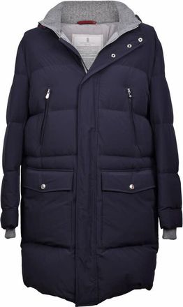 Brunello Cucinelli Mens Navy Medium Gray Puffer Jacket, Size L