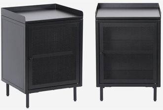 Sweeek Mesita De Noche Industrial De Metal Con 1 Puerta De Rejilla, Set De 2