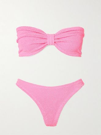 Hunza G Bikini A Fascia In Seersucker Con Incrocio Sul Davanti Tina - Rosa