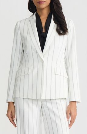 Kasper One-Button Jacket in Lily White/Black at Nordstrom, Size 10