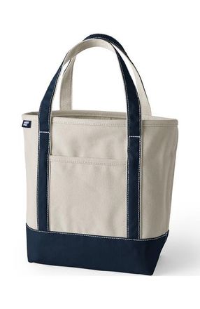 Lands End Open Top Canvas Tote Bag in Natural/radiant Navy at Nordstrom, Size X-Large