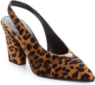 Prada Leopard Print Slingback Pump in Miele at Nordstrom, Size 39.5