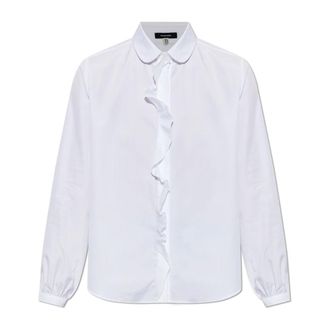 R13 Camicia Rimpicciolita con Volant - - Blouses & Shirts - Donna - Bianco - M