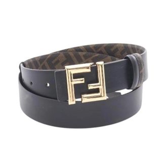 Fendi Pre-owned Ronde FF Reversible Leren PVC Riem - Heren - Vintage Accessoires - Zwart - ONE Size - Leer - Vintage