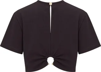 Sessun Recycled Polyester Cropped Crop Top - Black