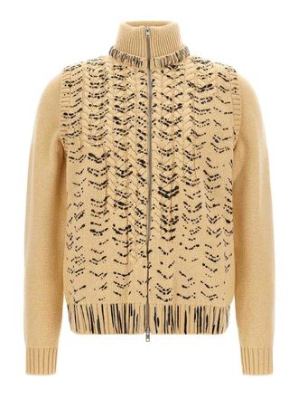 Maison Margiela Beige Openwork Knit Cardigan
