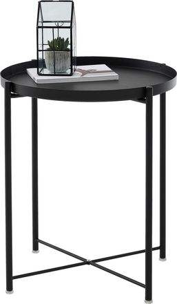 CARRYHOME Beistelltisch, Schwarz, Metall, rund, rund, 47.5x53x47.5 cm, abnehmbares Tablett, Wohnzimmer, Wohnzimmertische, Beistelltische, Beistelltische Metall