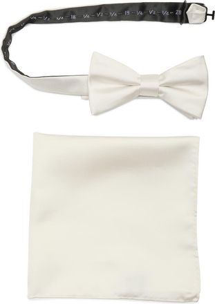 Nordstrom Rack Silk Bow Tie & Pocket Square Set in White at Nordstrom Rack