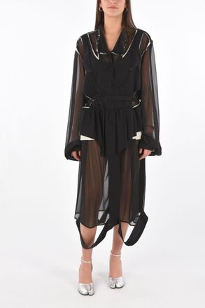 Maison Margiela MM0 vestito cut out in seta con cintura Maison Margiela