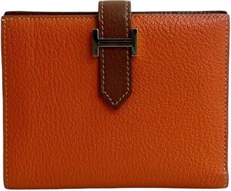 Hermès Brown Orange Chevre Myzore Leather Wallet (Bi-Fold) (Pre-Owned)