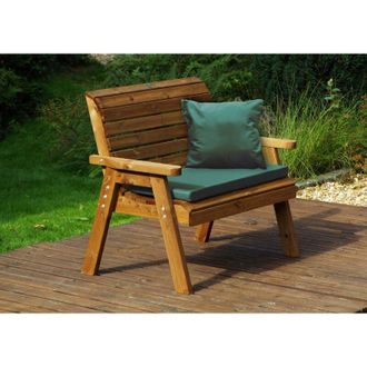 Charles Taylor Trading Traditional Two Seater Bench with Green Cushions - Fully Assembled W118 x D74 x H98