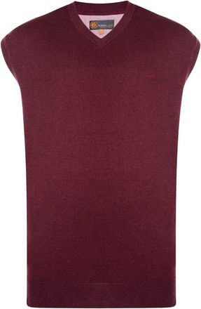 KAM Mens Premium Cotton V Neck Sleeveless Knit Jumpers (56) in Wine in 5XL