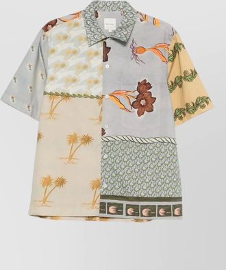 Paul Smith cotton shirt camp collar floral patchwork
