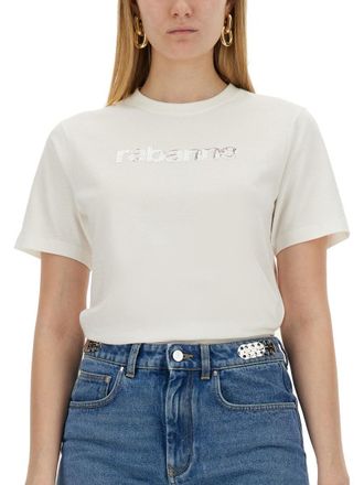 Paco Rabanne Logo-Embroidered Cotton T-Shirt - White