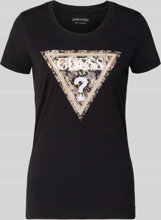 Guess Slim Fit T-Shirt mit Ziersteinbesatz in Black, Gr&ouml;&szlig;e XL