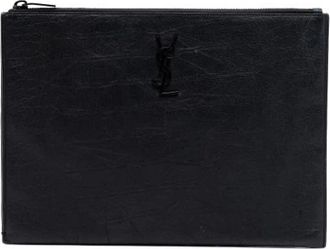 Saint Laurent Pre-owned Clutches, female, Black, Size: ONE SIZE Pre-owned Embossed Leather Clutch