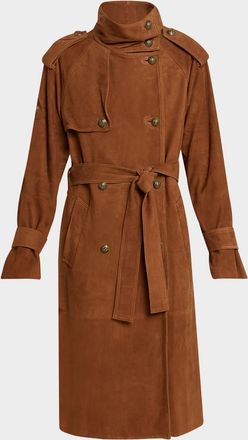 Kobi Halperin Johnny Suede Double-Breasted Coat