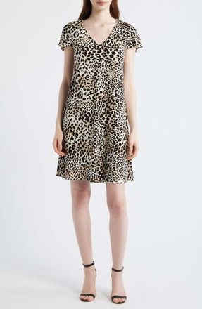 Anne Klein Double Flutter Sleeve Swing Dress in Anne Black Multi at Nordstrom, Size Small P