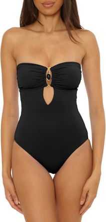 BECCA by Rebecca Virtue Rock Solid Bandeau One-Piece Swimsuit in Black at Nordstrom, Size Medium