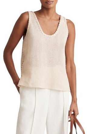 Reiss Carla Whipstitch Trim Open Stitch Tank in Cream at Nordstrom Rack, Size 10 Us / 14 Uk