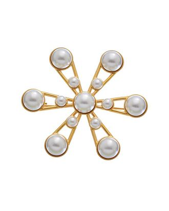 Oscar De La Renta Pearl Flower Brooch