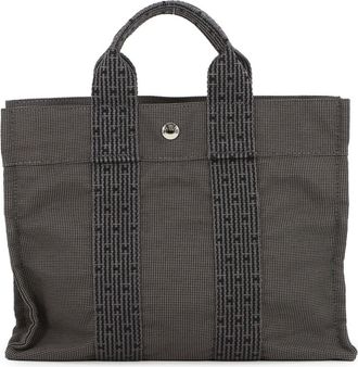 Herm&egrave;s Gray Canvas Handbag Tote Bag (Pre-Owned)