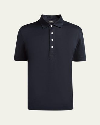 Ermenegildo Zegna Mens Leggerissimo Cotton and Silk Polo Shirt