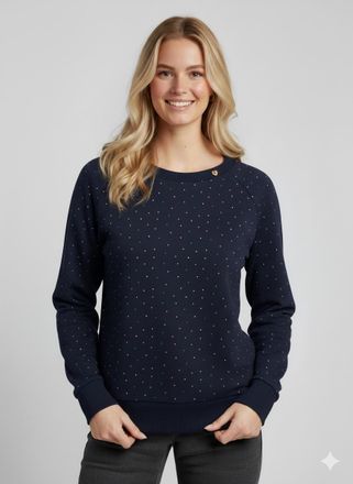 Ragwear Sweatshirt RAGWEAR JOHANKA MULTIDOTS O, Damen, Gr. XXL, navy, Sweatware, Obermaterial: 70% Baumwolle, 30% Polyester, bedruckt, gepunktet, normal, Rund