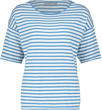 Betty & Co Truien & Vesten, Dames, Blauw, XL, Gebreide trui met boothals