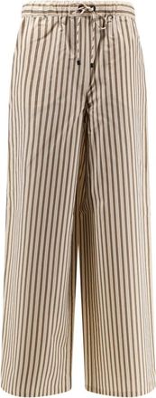 Max Mara Wijde broek - Dames - Wijde Broeken - Beige - XS - Katoen - Broeken