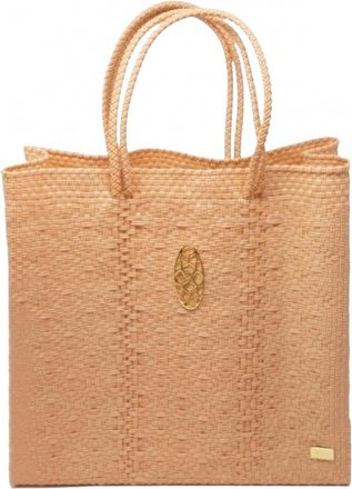 Lola's Bag Womens Medium Woven Shoulder Strap Tote Bag In Coral