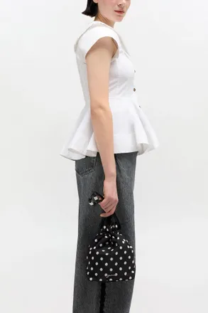 Ganni Black Printed Bou Bucket Pouch with Dots