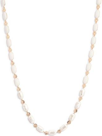 Nordstrom Crystal Accent Resin Necklace in Clear- White- Gold at Nordstrom
