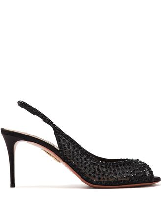 Aquazzura 75 mm Crystal Lover sandalen - Zwart