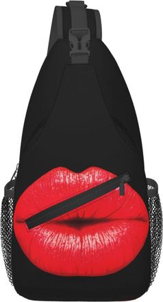 Generic Hot Red Nice Lips Kissing Shoulder Bag Adjustable Crossbody Bag Breathable Backpack For Workout Men Cycling