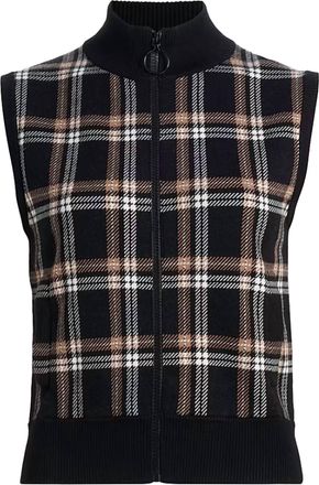 Akris Womens Knit Cardigan Vest In Black Cream Camel