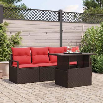 vidaXL Vidaxl Set Divano Da Giardino 5 Pz Marrone Poly Rattan