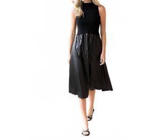THML Clothing Mixed Media Faux Leather Dress In Black