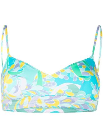 Pucci graphic-print bikini top - women - Polyamide - 38 - Blue
