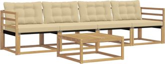 vidaXL Conjunto De Sof&aacute;s De Exterior 5 Uds. Y Beige Vidaxl