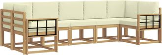 vidaXL Conjunto De Sof&aacute;s De Exterior 7 Uds. Blanco Y Crema Vidaxl