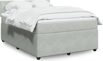 vidaXL Vidaxl - Cama Box Spring Con Colch&oacute;n Terciopelo Gris Claro 140x200 Cm