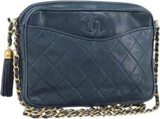 Chanel Pre-owned Cross Body Bags, female, Blue, Size: ONE SIZE Pre-owned Vintage Leather Cross Body Bag
