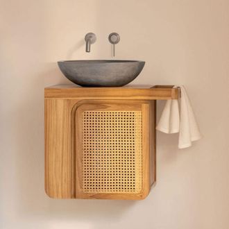 Sklum Conjunto De Mueble De Ba&ntilde;o Suspendido En Madera De Teca Georgy Sklum