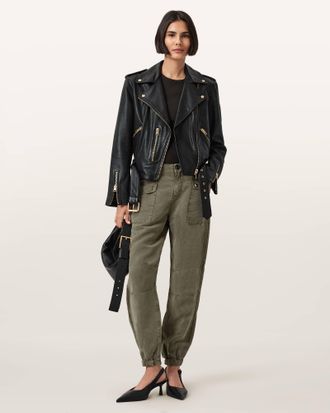 AllSaints Val Cargo Linen Blend Pants