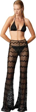 Missoni Flare Cover-up Trousers In Zig Zag Lam&eacute; Viscose in Black & Lam&eacute; at Nordstrom, Size 46 It