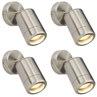 Loops 4 PACK Adjustable IP65 Spotlight - 7W LED GU10 - Marine Grade Stainless Steel in Metallics
