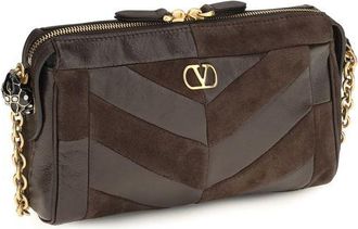 Valentino Garavani Womens Brown Calf Leather Bos Taurus Shoulder Bag