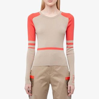 Artica Arbox Womens Artica-Arbox Top Beige Red Bicolor Raglan Sleeve Pullover RED508